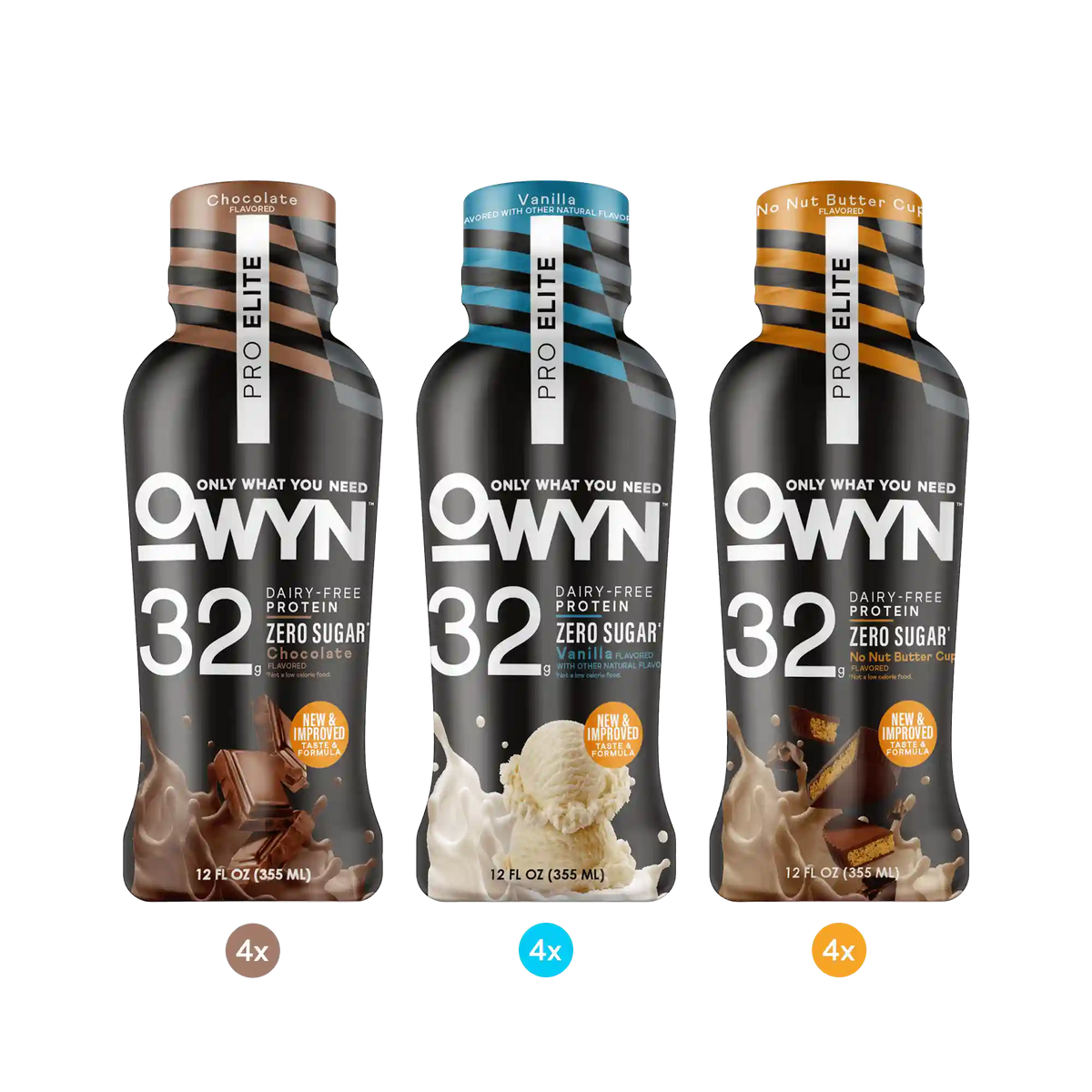 Chocolate, Vanilla, No Nut Buttercup Pro Elite Protein Shake Variety Pack