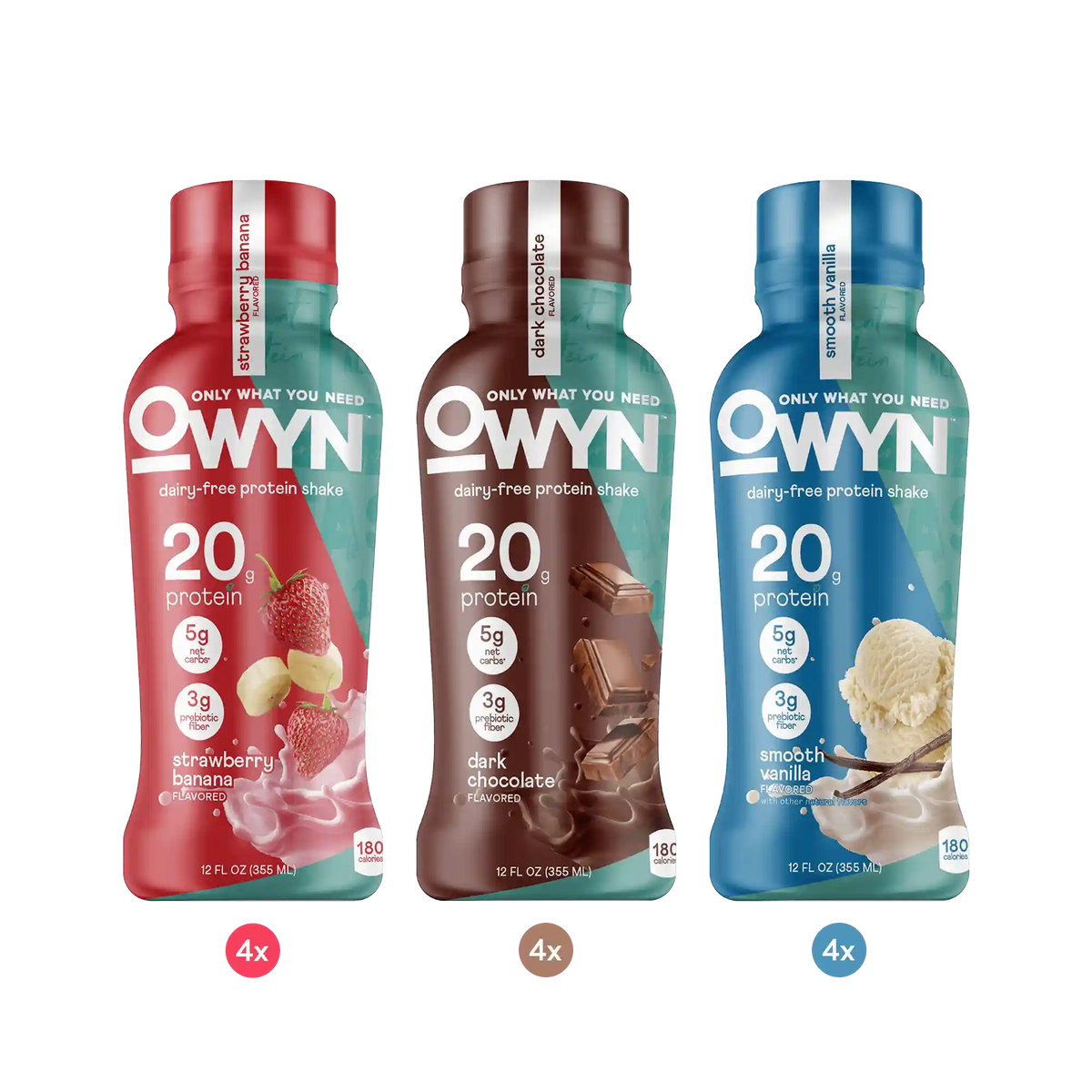 Strawberry Banana, Dark Chocolate, Smooth Vanilla Protein Shake Variety Pack