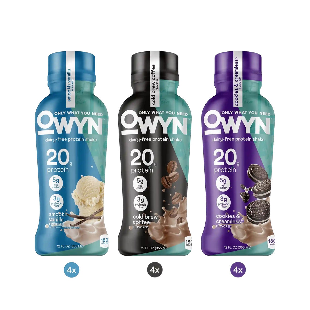Smooth Vanilla, Cold Brew Coffee, Cookies & Creamless Protein Shake Variety Pack