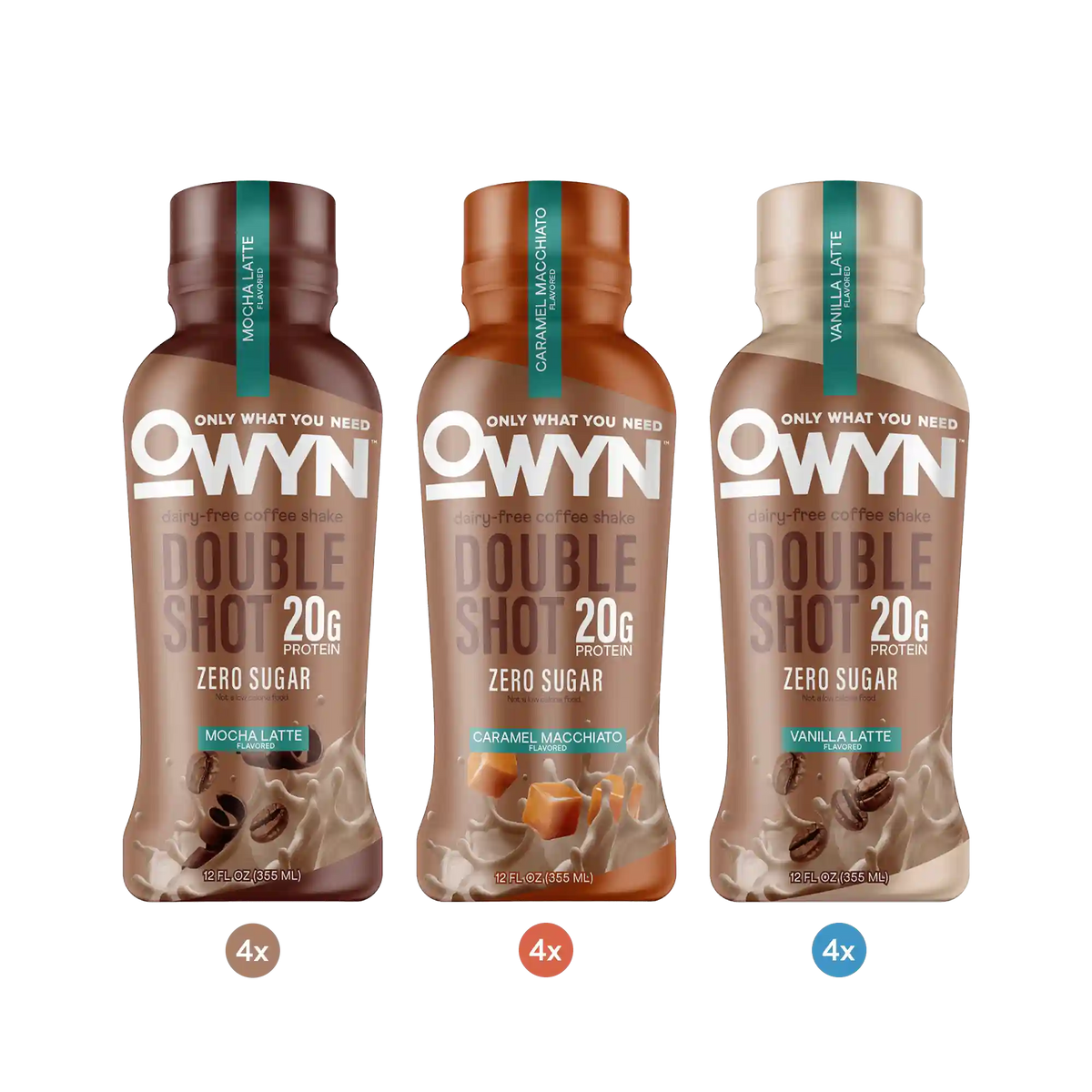 Mocha Latte, Vanilla Latte, Caramel Macchiato Doubleshot Protein Coffee Shake Variety Pack